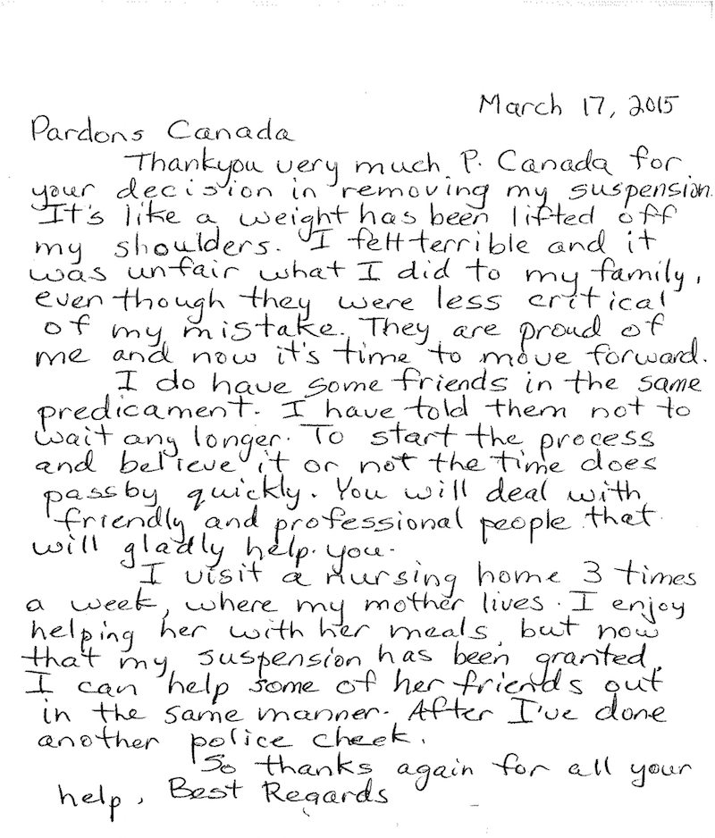 pardons canada testimonial