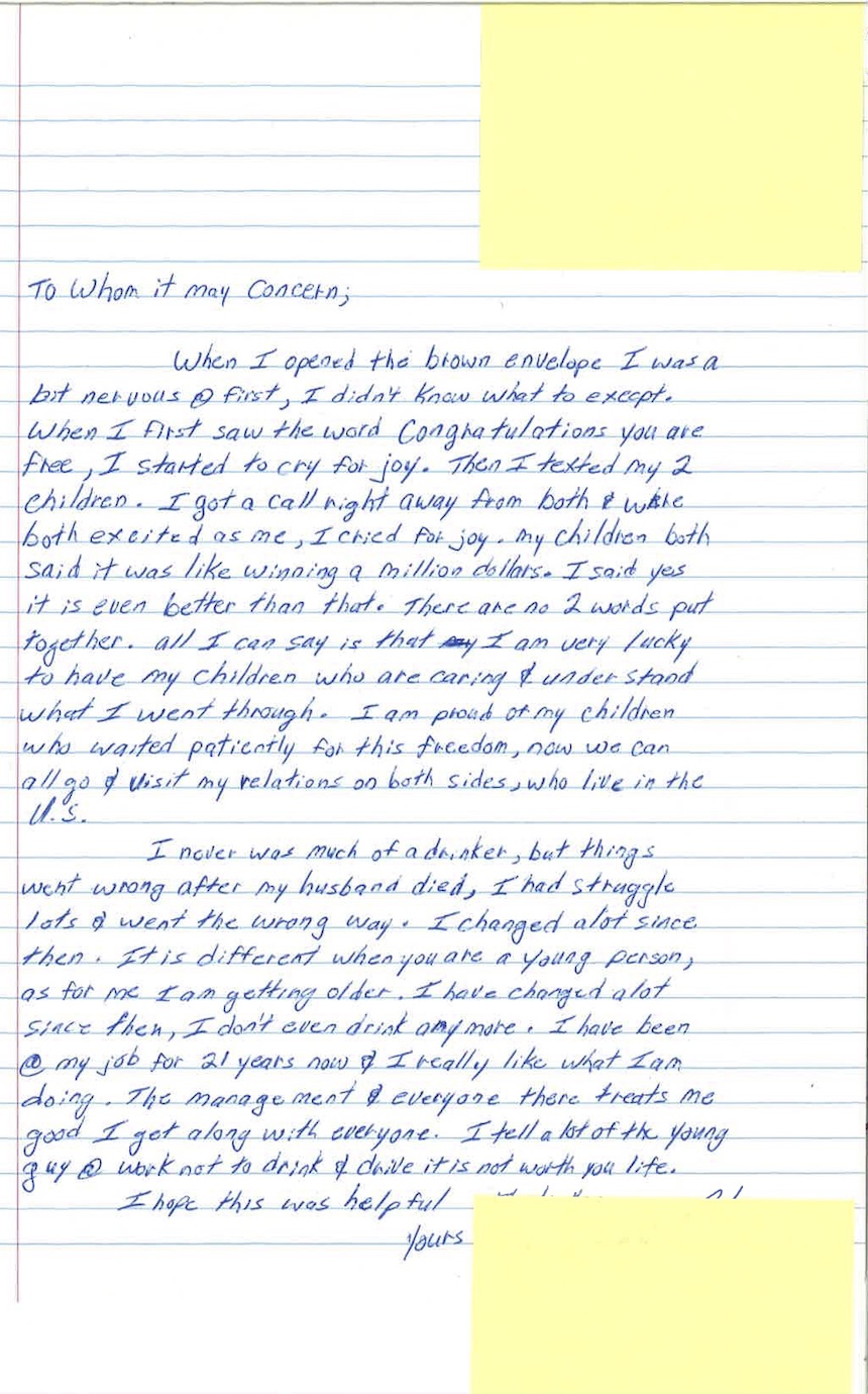 pardons testimonials